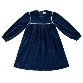 dress velvet lace trims empire style - navy