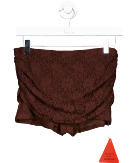Ego Brown Lace Low Rise Fold Over Booty Shorts UK 10