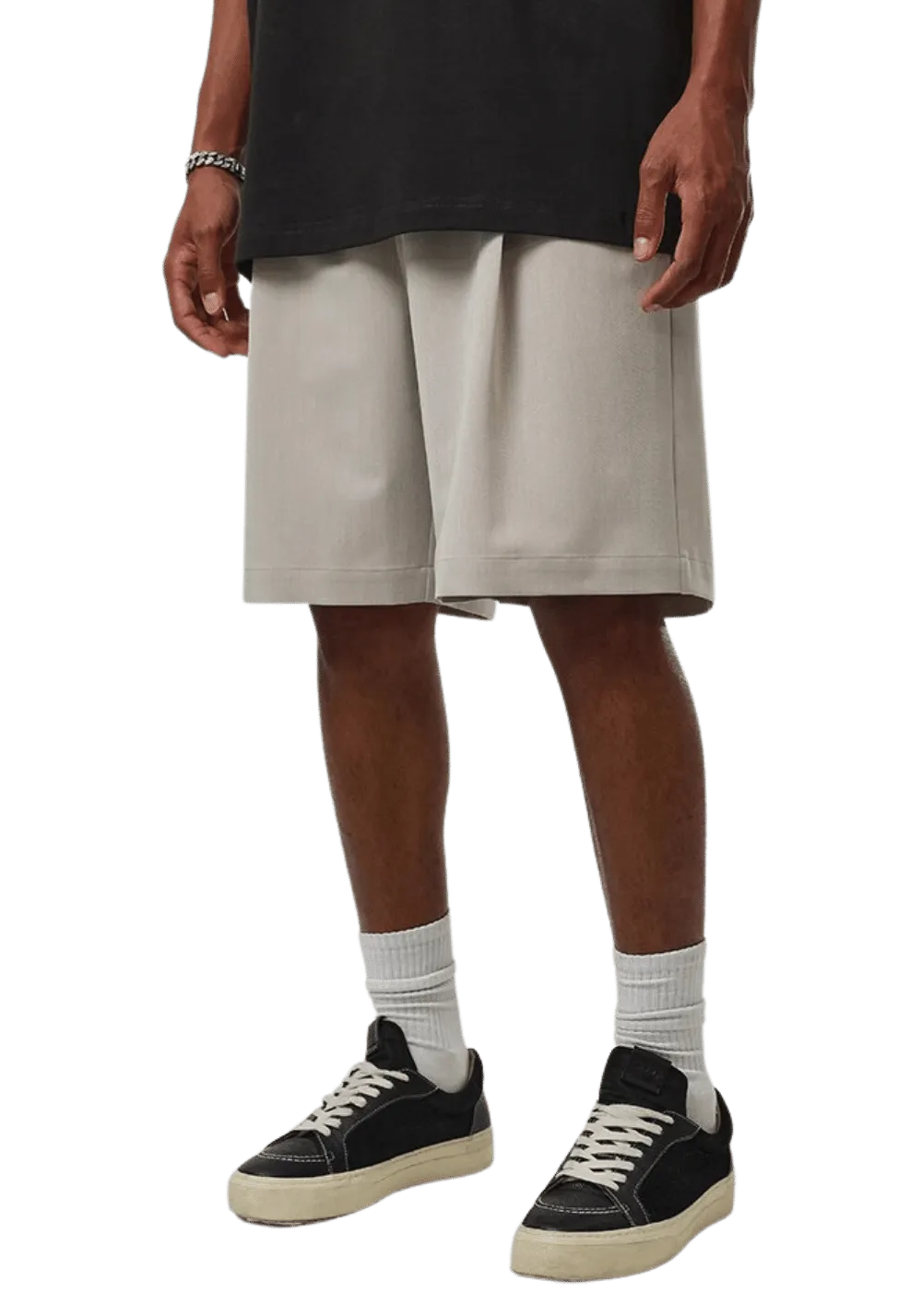 Elastic Waist Single Pleat Shorts