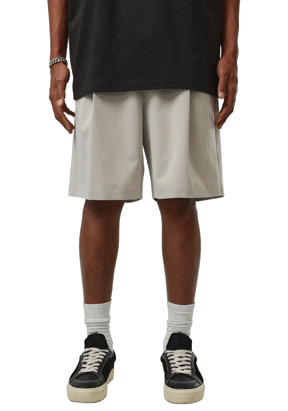 Elastic Waist Single Pleat Shorts