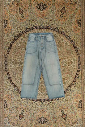 FADED DOUBLE KNEE DENIM PANTS (FADE INDIGO)