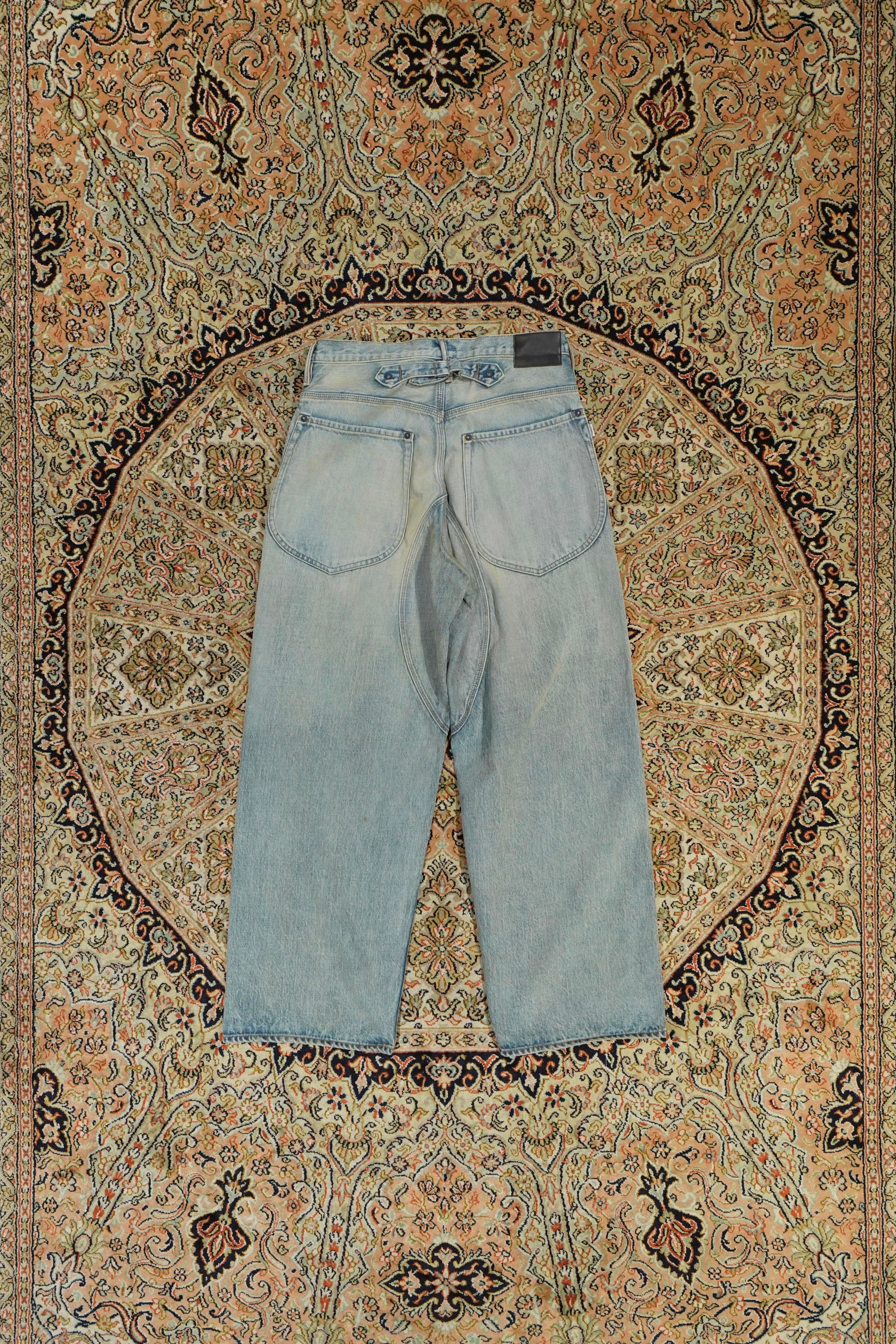 FADED DOUBLE KNEE DENIM PANTS (FADE INDIGO)