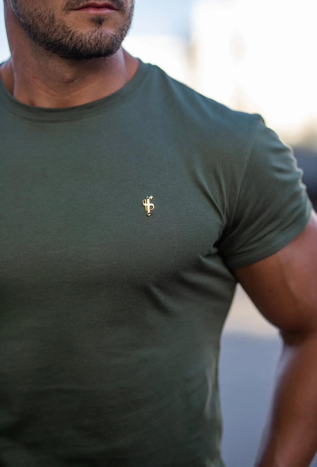 Father Sons Classic Khaki Crew with Gold Metal Emblem Decal FSH449