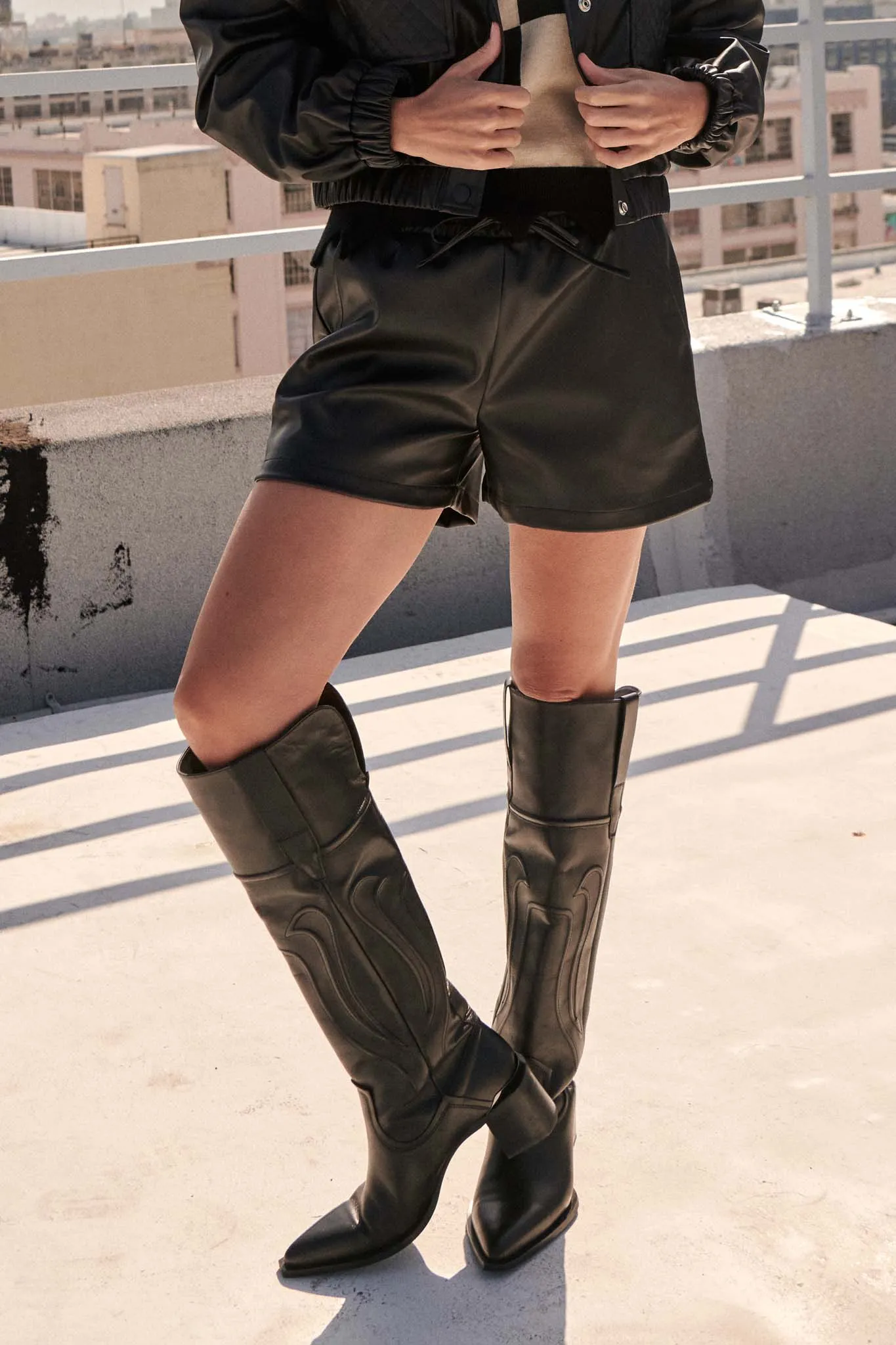 Faux Real Vegan Leather Drawstring Shorts