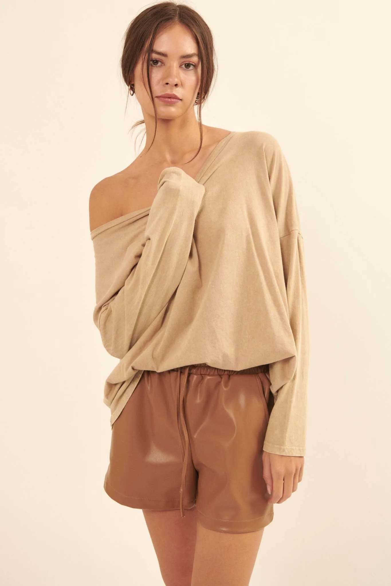 Faux Real Vegan Leather Drawstring Shorts