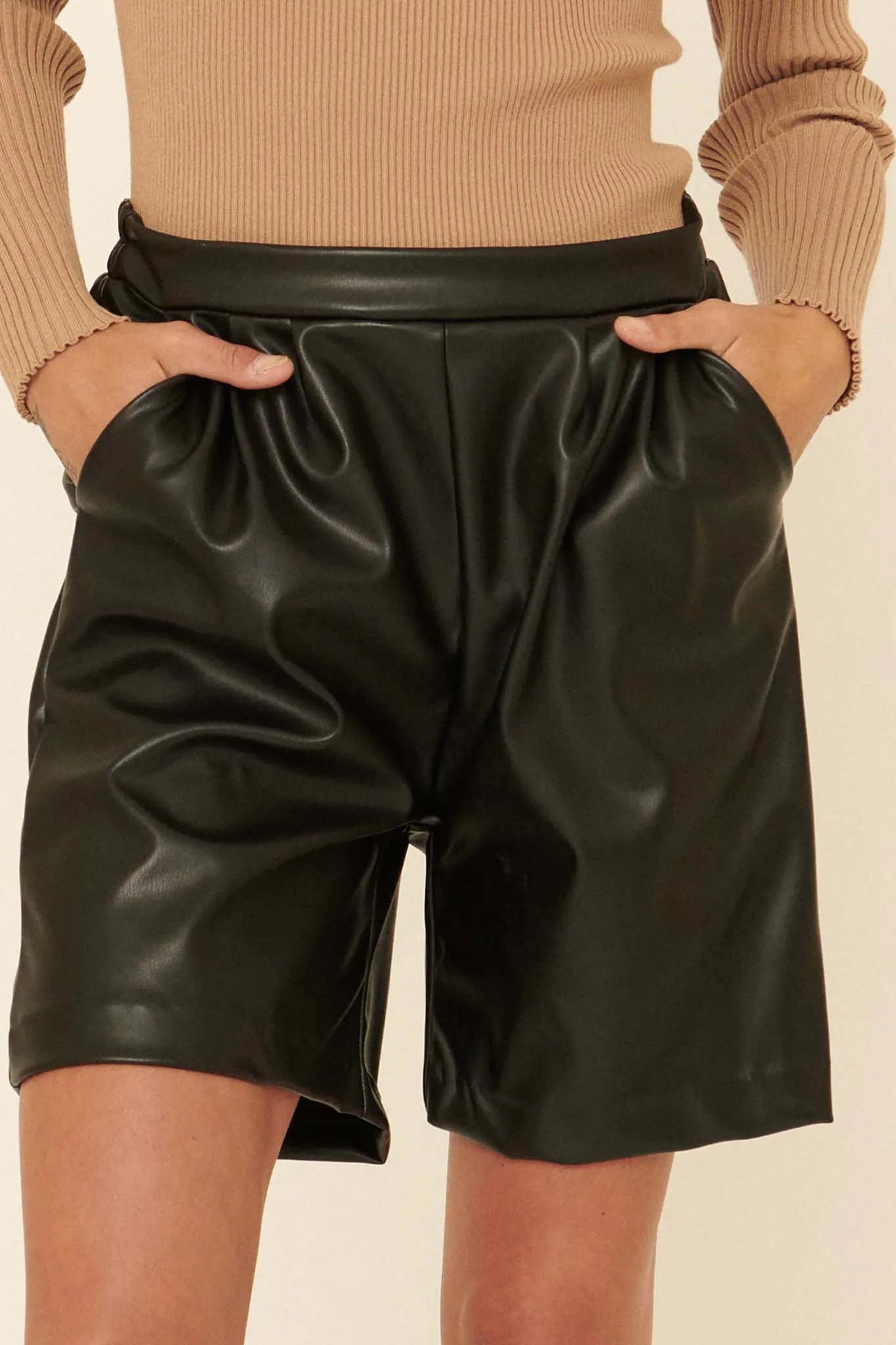 Fight Night Vegan Leather Pocket Shorts