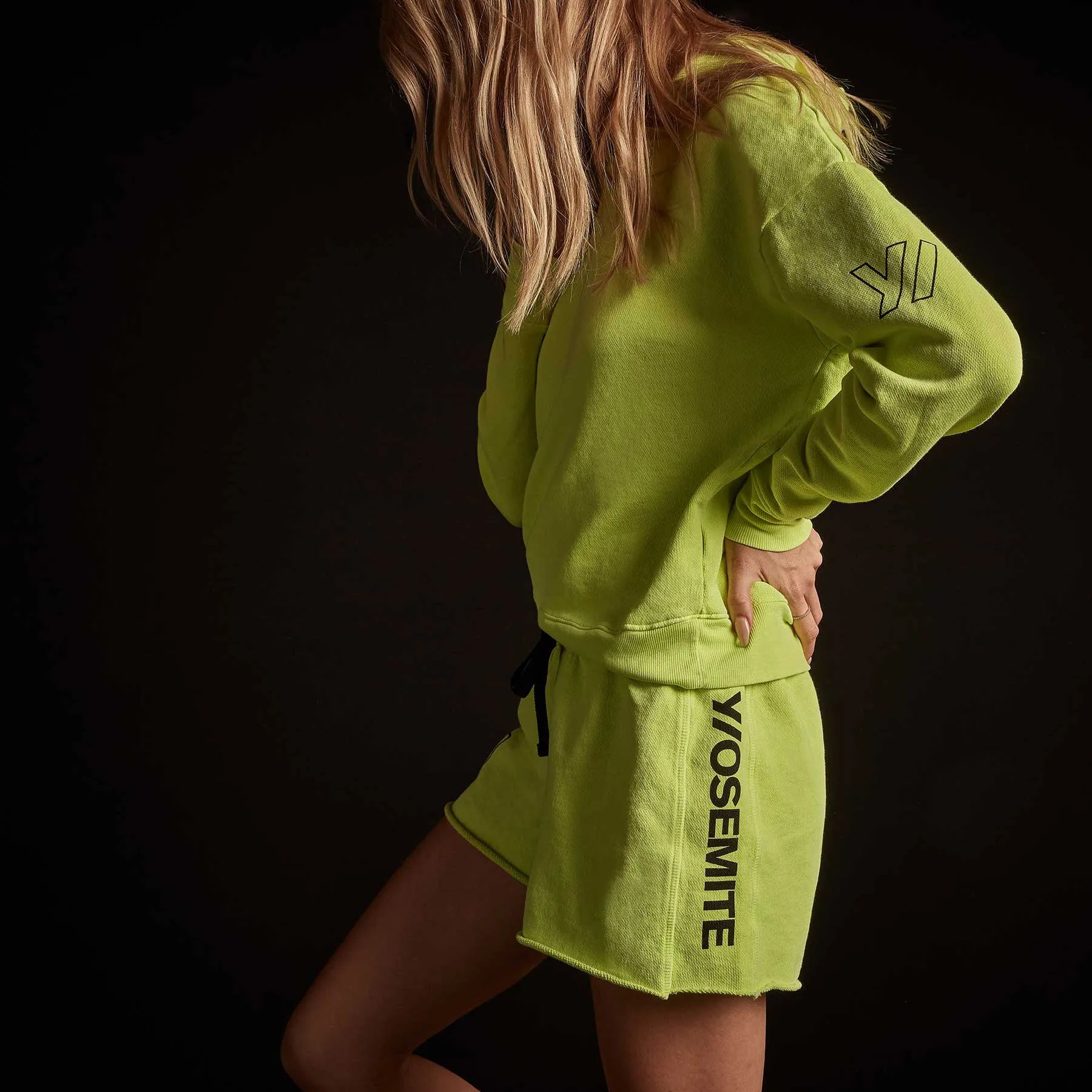 French Terry Sweat Short - Bright Neon/Black
