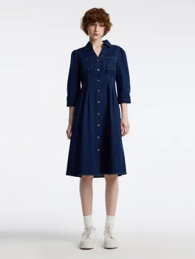Gathered Waist Denim Mini Dress
