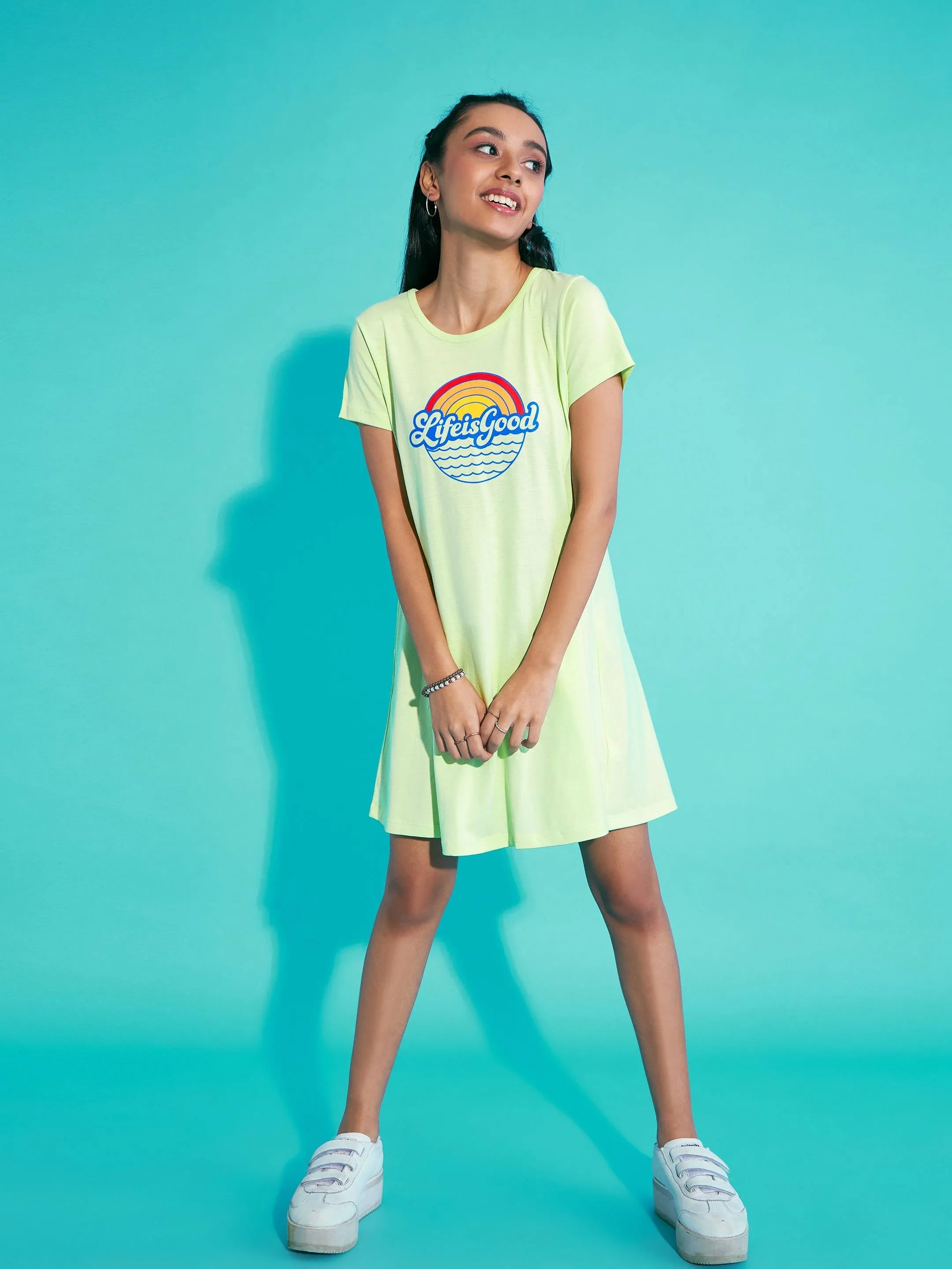 Girls Green Life-Is-Good Tent Dress