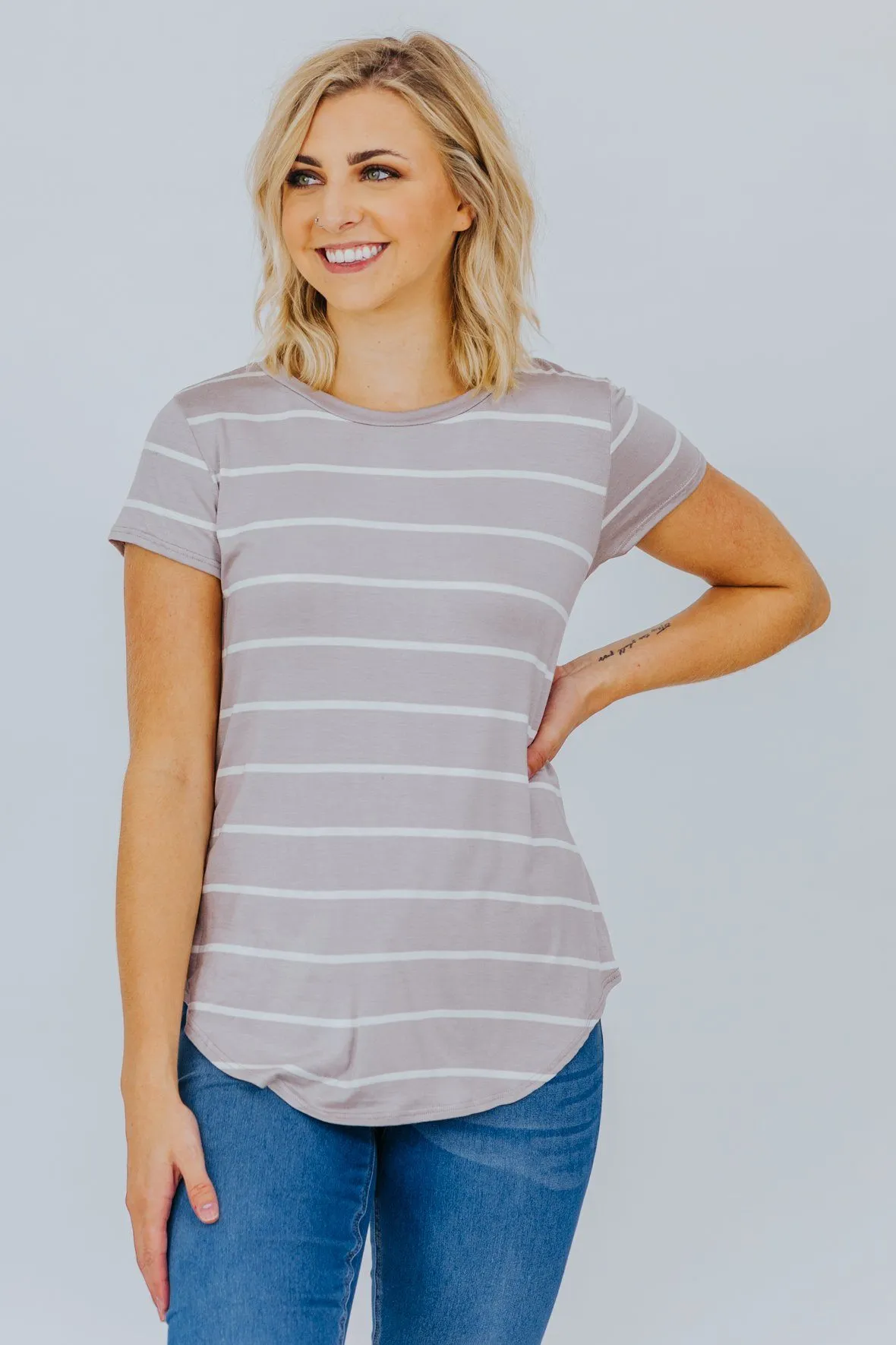 Give Me Everything Striped Top in Khaki