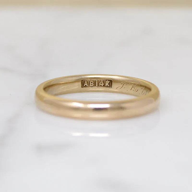 Half Round Comfort Fit Edwardian Gold Band Size 7.5