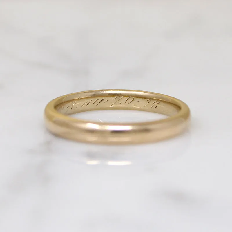 Half Round Comfort Fit Edwardian Gold Band Size 7.5