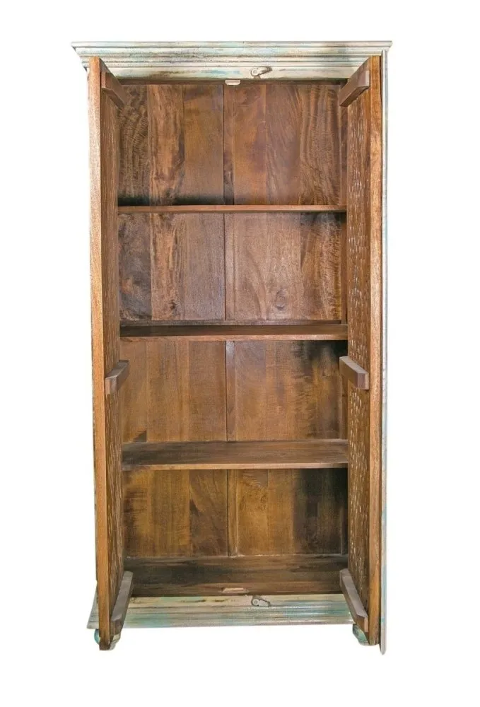 Hand Carved Wooden Dresser in Distressed White Jaal