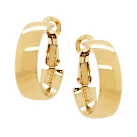 HIGH POLISHED YELLOW GOLD WIDE HOOP EARRINGS