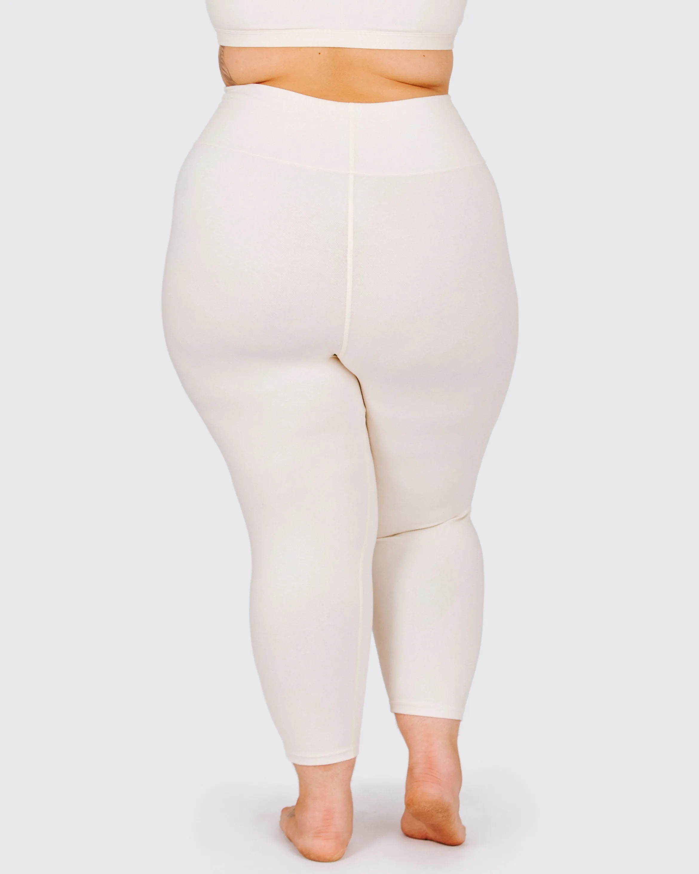 High Rise 3/4 Length Leggings Plain Black