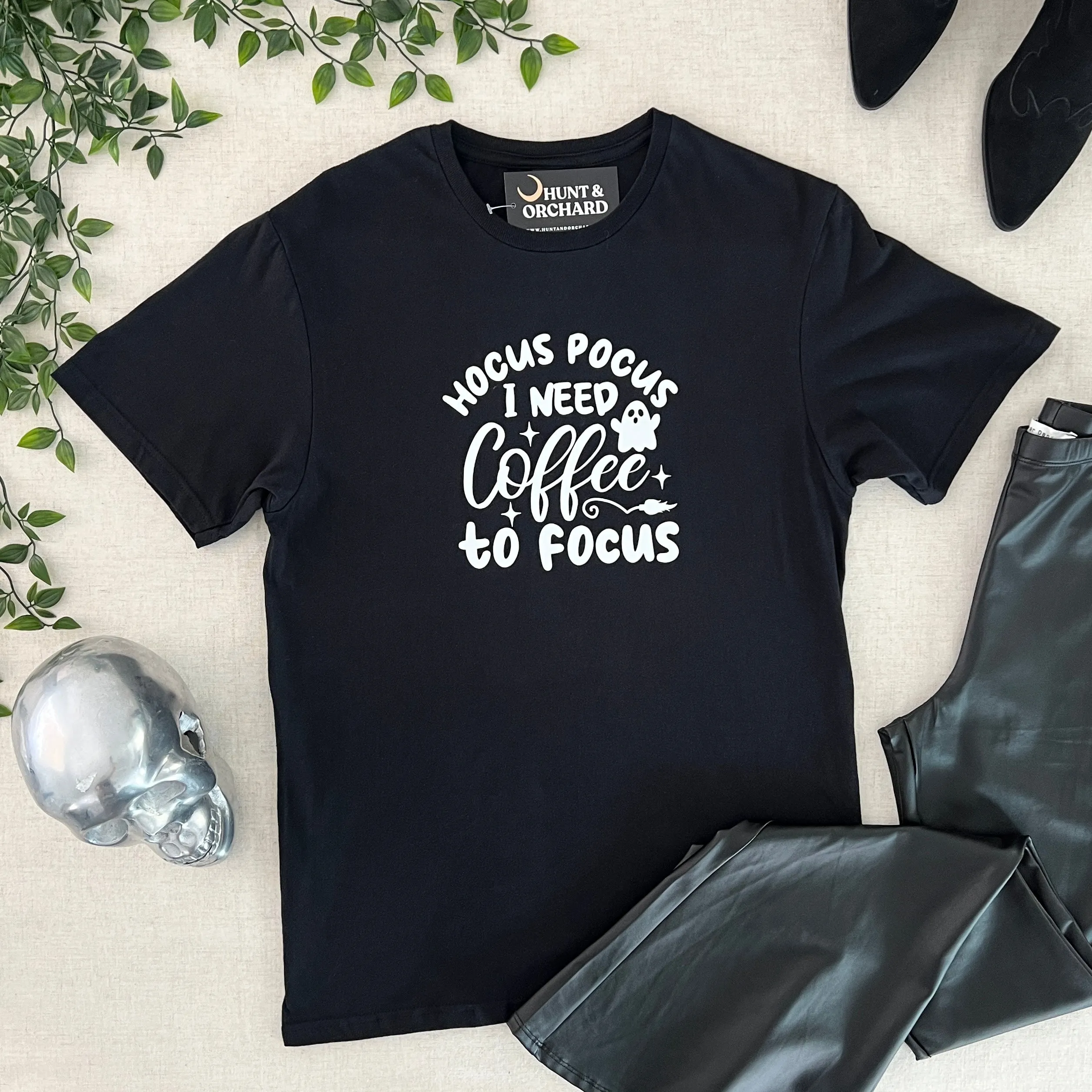 Hocus Pocus I Need Coffee To Focus Tee - Black