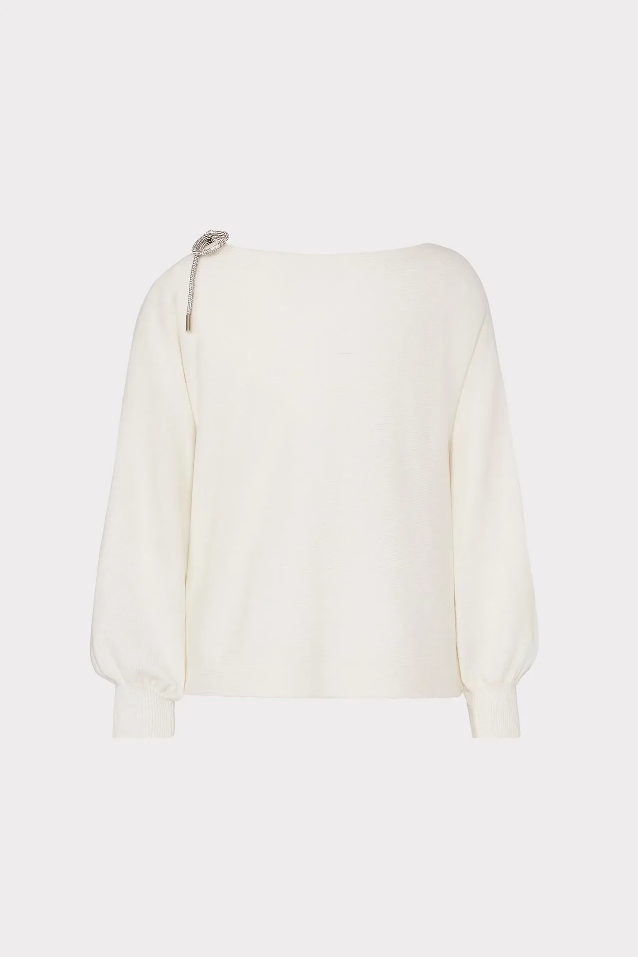 Ida Crystal Bow Cold Shoulder Sweater