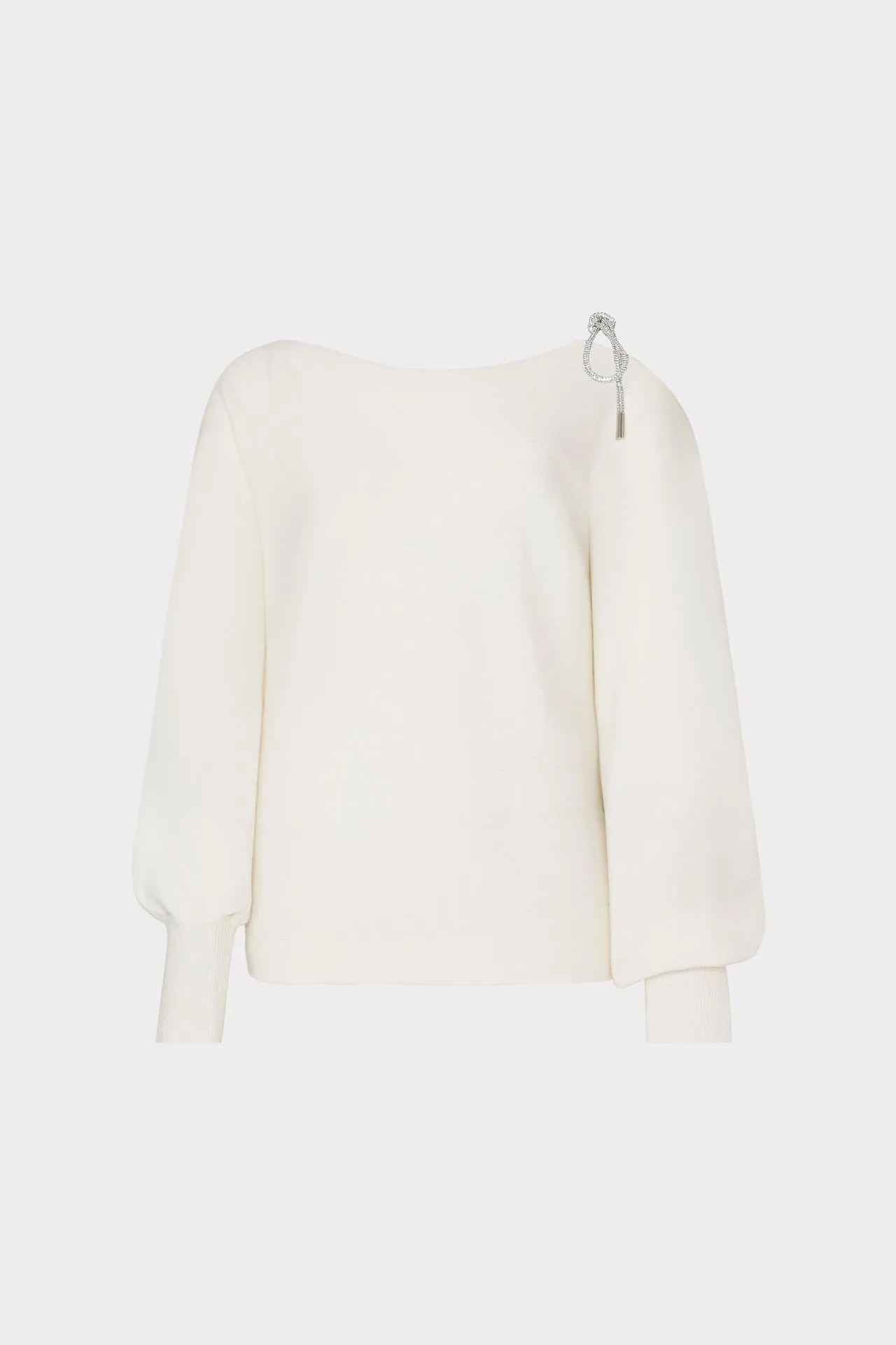 Ida Crystal Bow Cold Shoulder Sweater