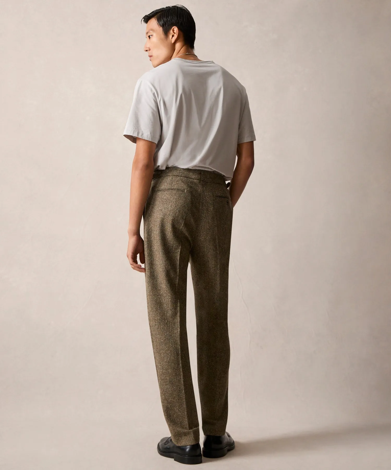 Italian Donegal Side Tab Trouser in Multi Fleck Herringbone