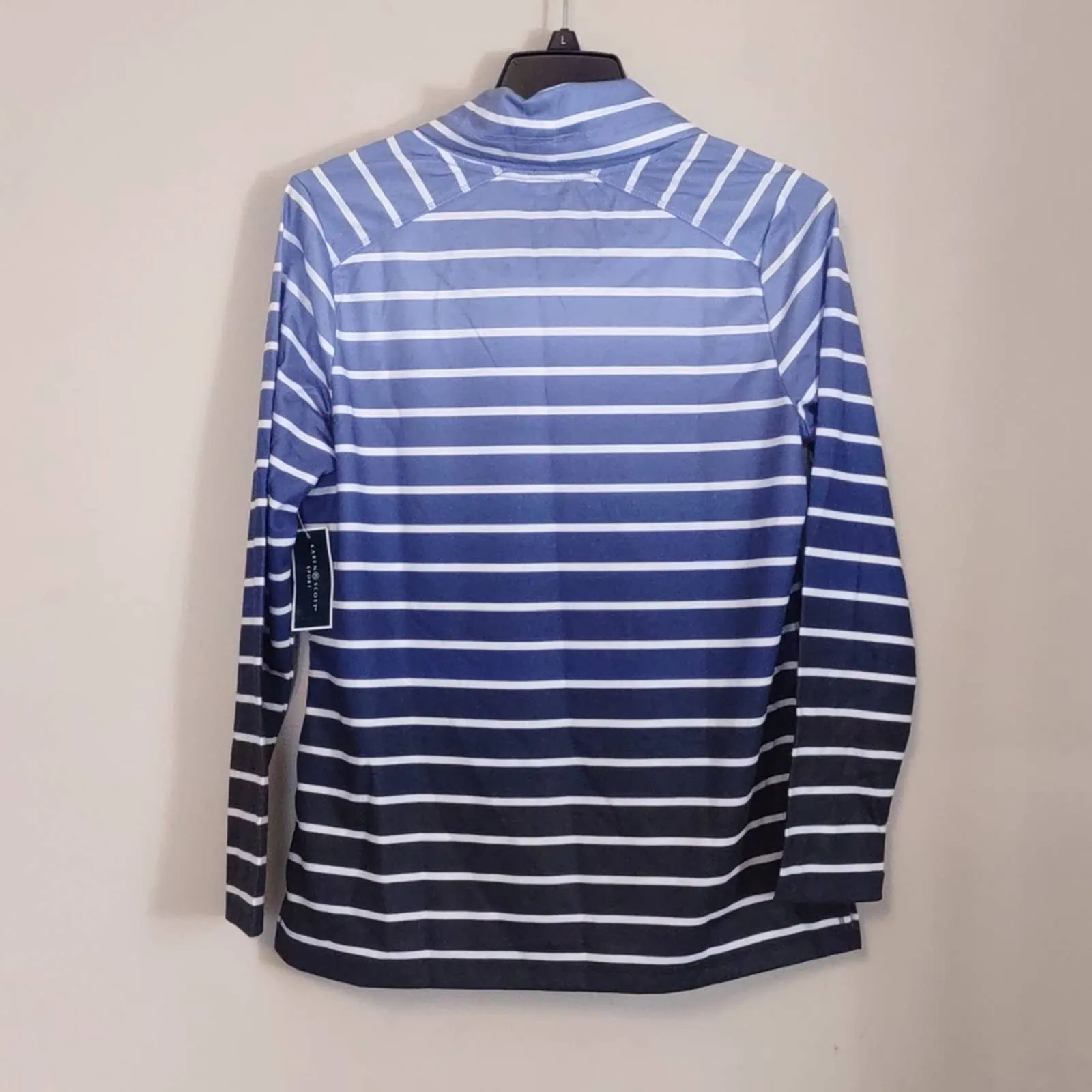 Karen Scott Sport Ombré Striped Cowlneck Sweatshirt Top Blue Small
