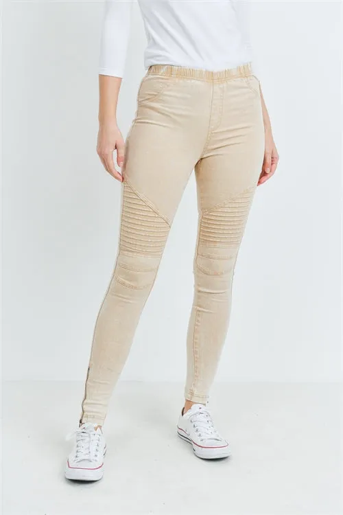 Khaki Stitch Detail Skinny Pants