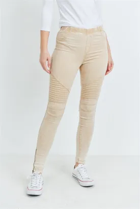 Khaki Stitch Detail Skinny Pants