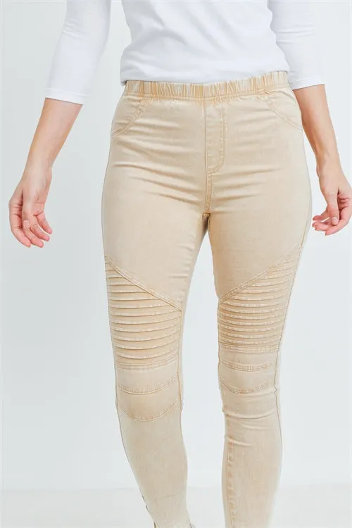 Khaki Stitch Detail Skinny Pants