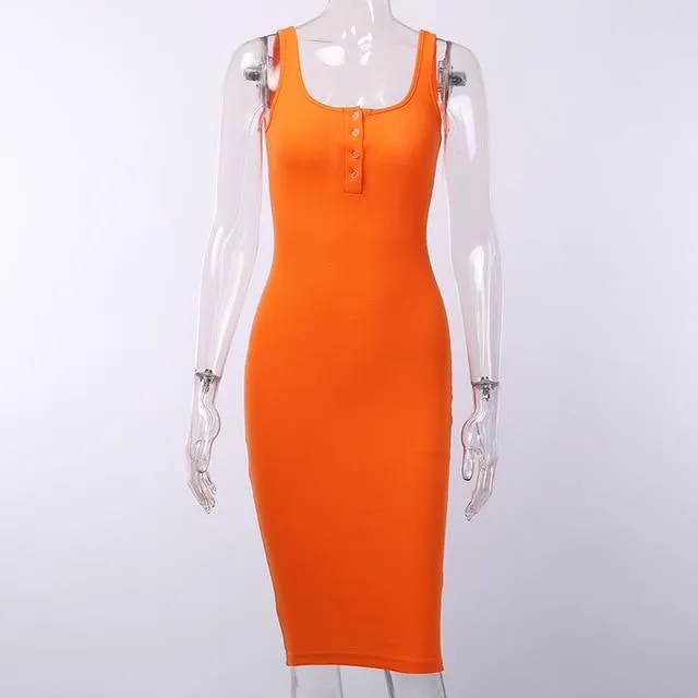 Knee-Length Knitted Midi Dress