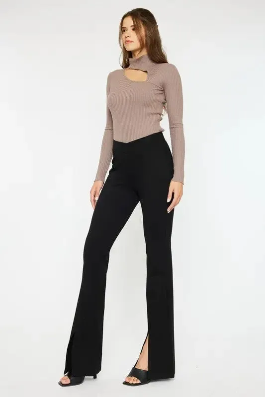 Lead From The Heart Low Rise V Shape Ponte Flare Pants