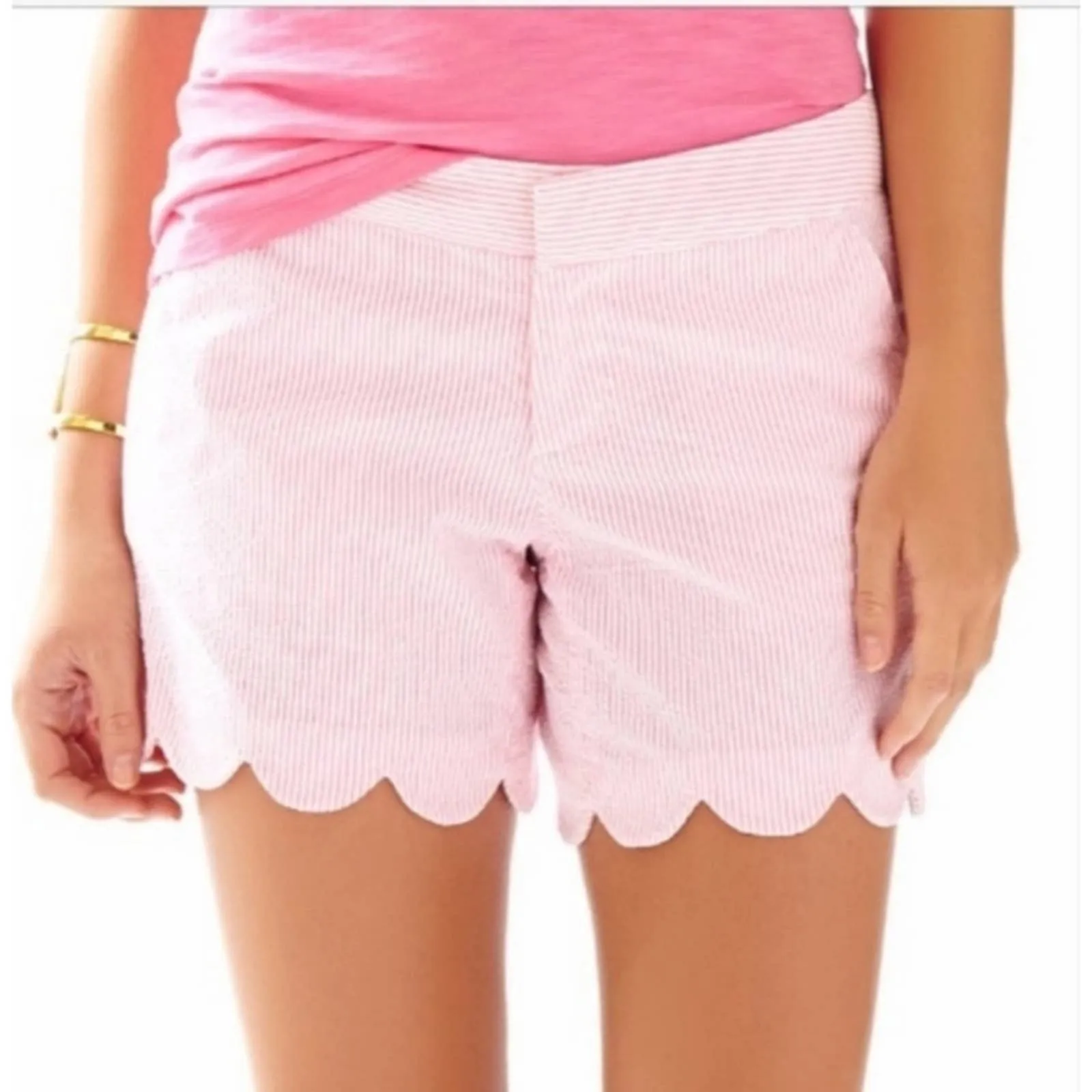 LILLY PULITZER Buttercup Shorts Pink Fancy Seersucker Stripe