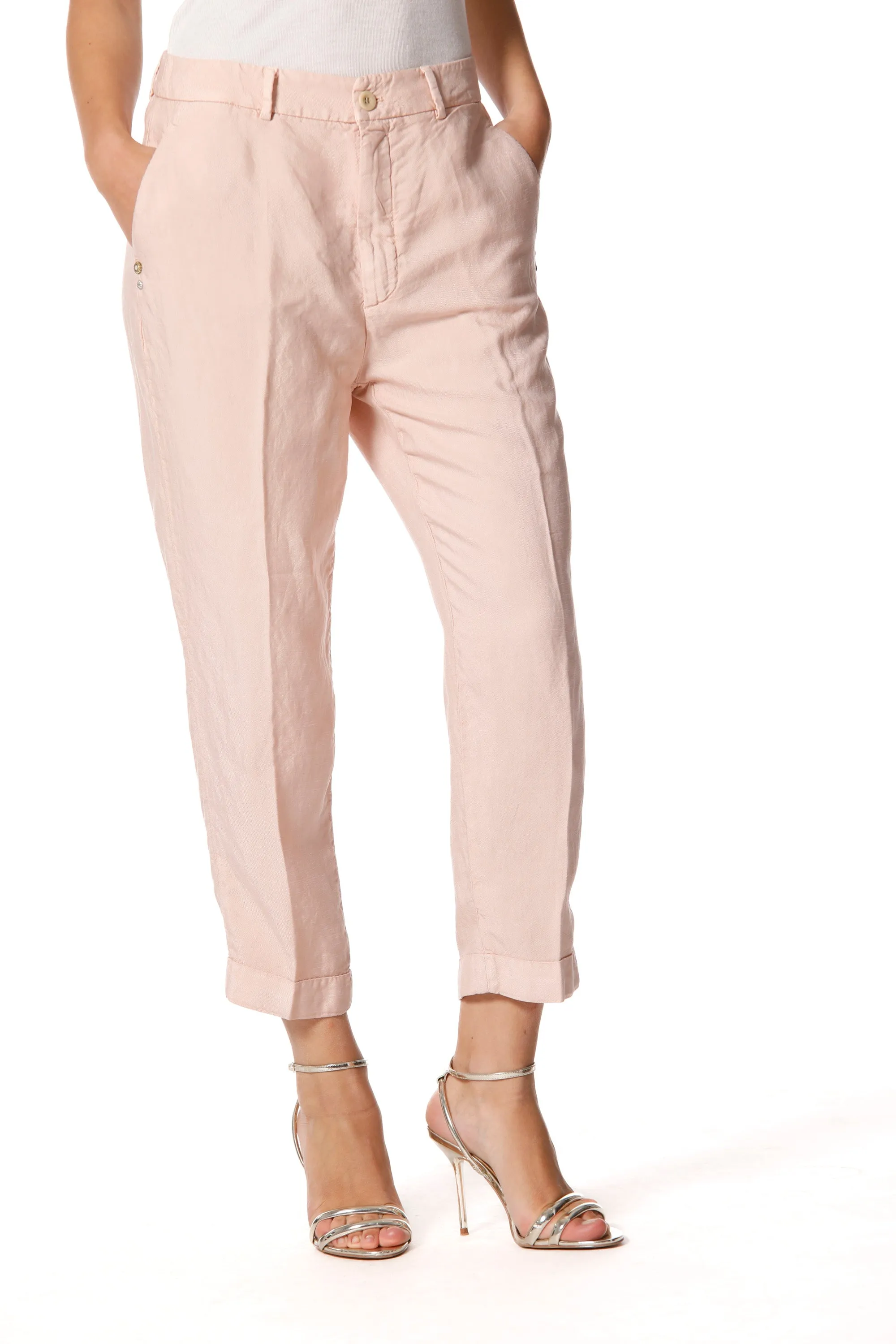 Linda Summer pantalone chino donna in tencel e lino relaxed
