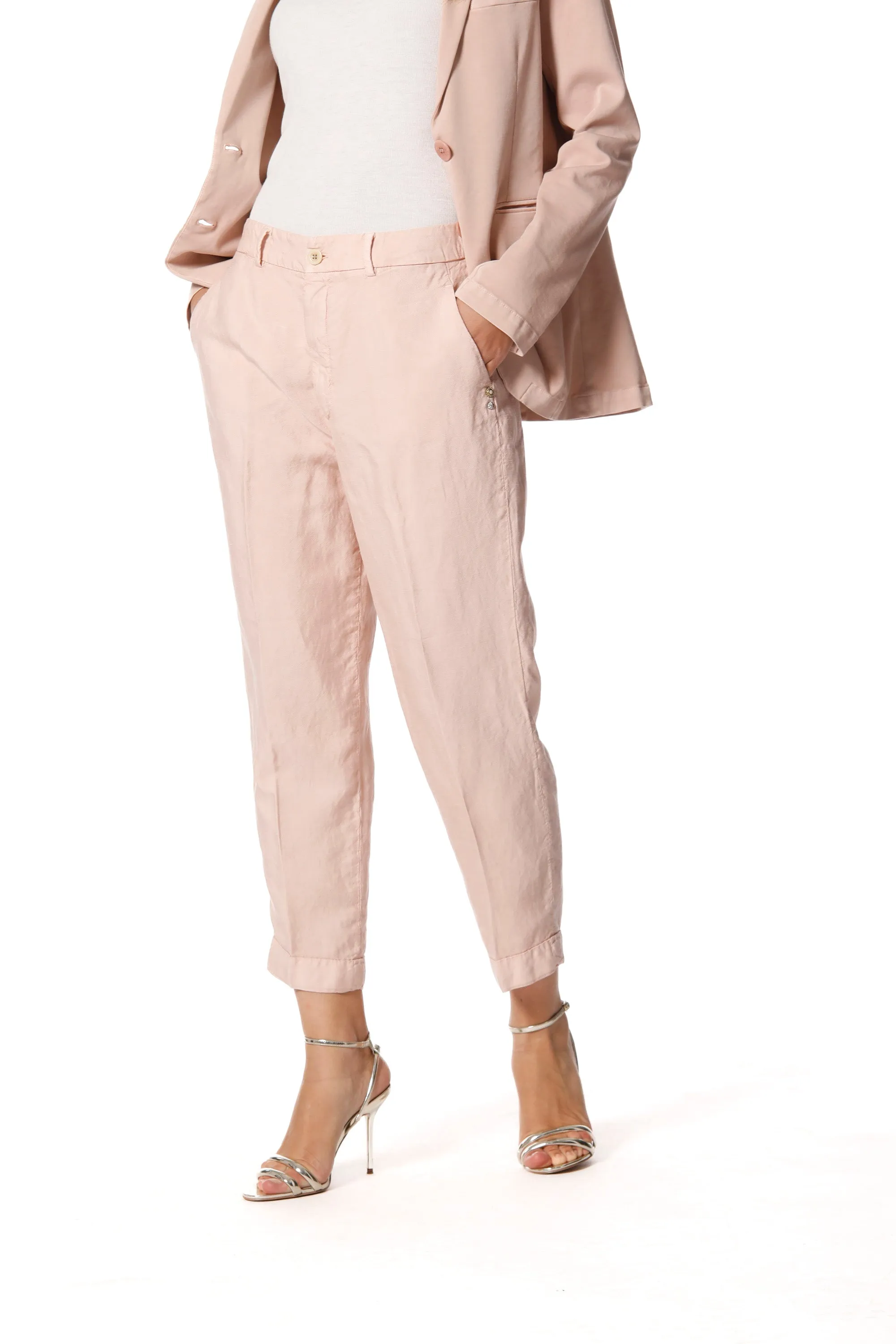 Linda Summer pantalone chino donna in tencel e lino relaxed