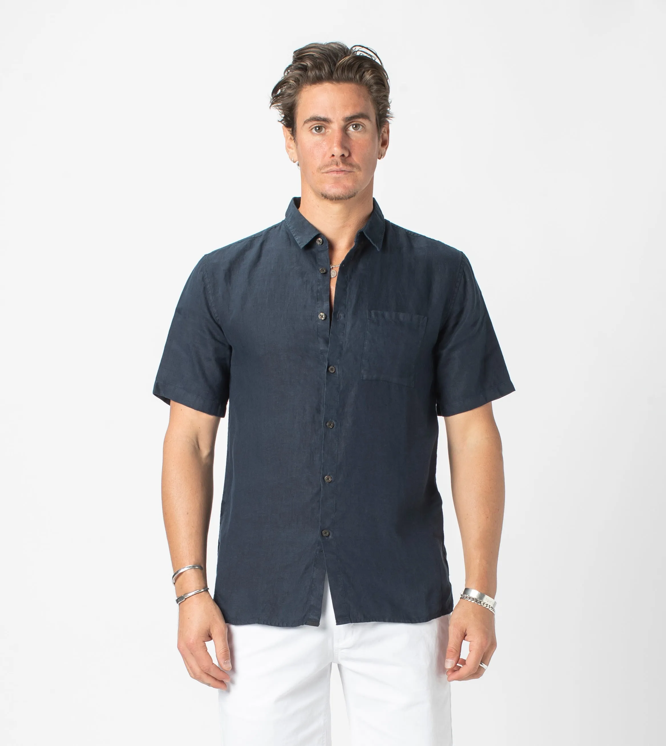 Linen SS Shirt Navy