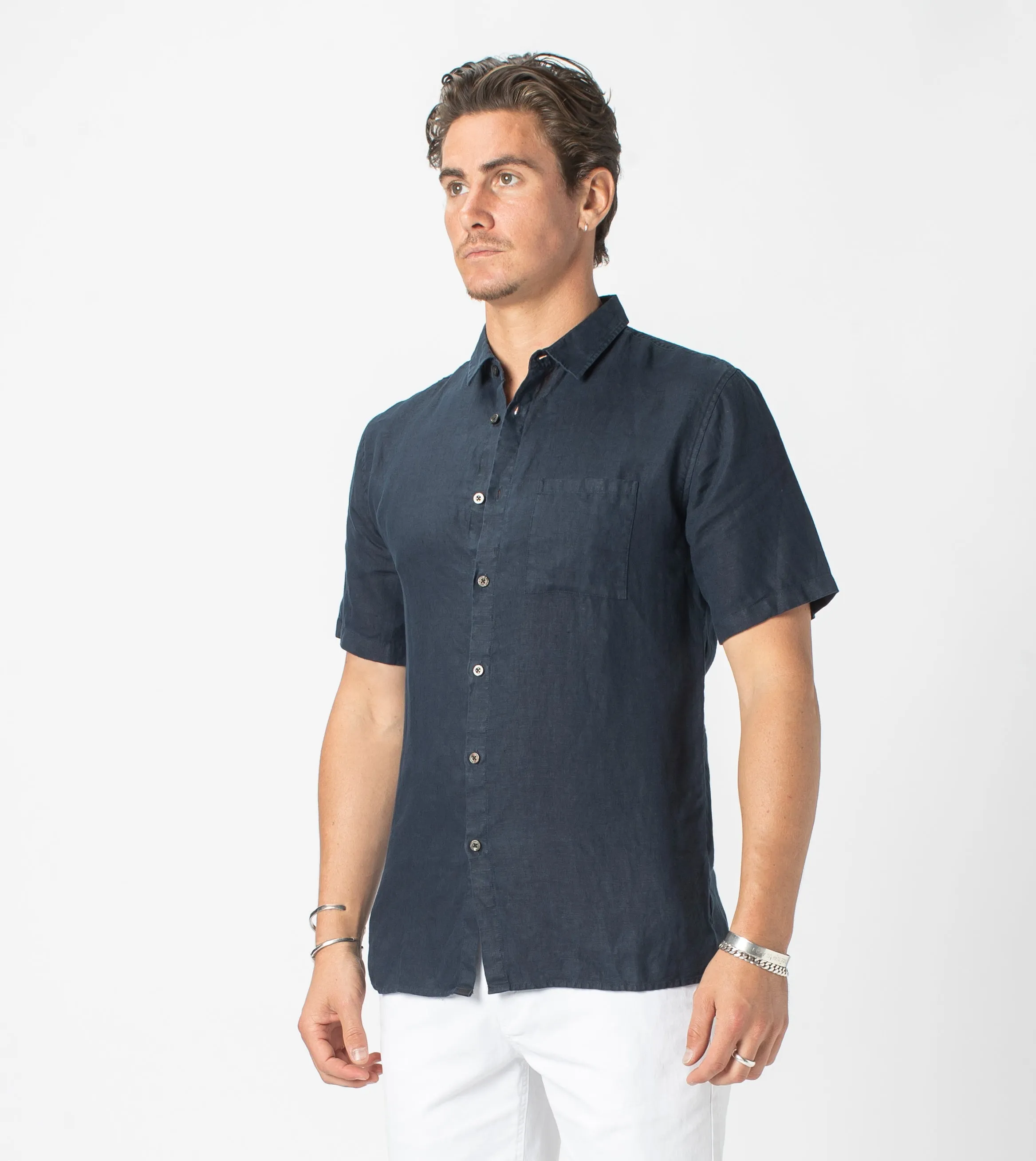Linen SS Shirt Navy