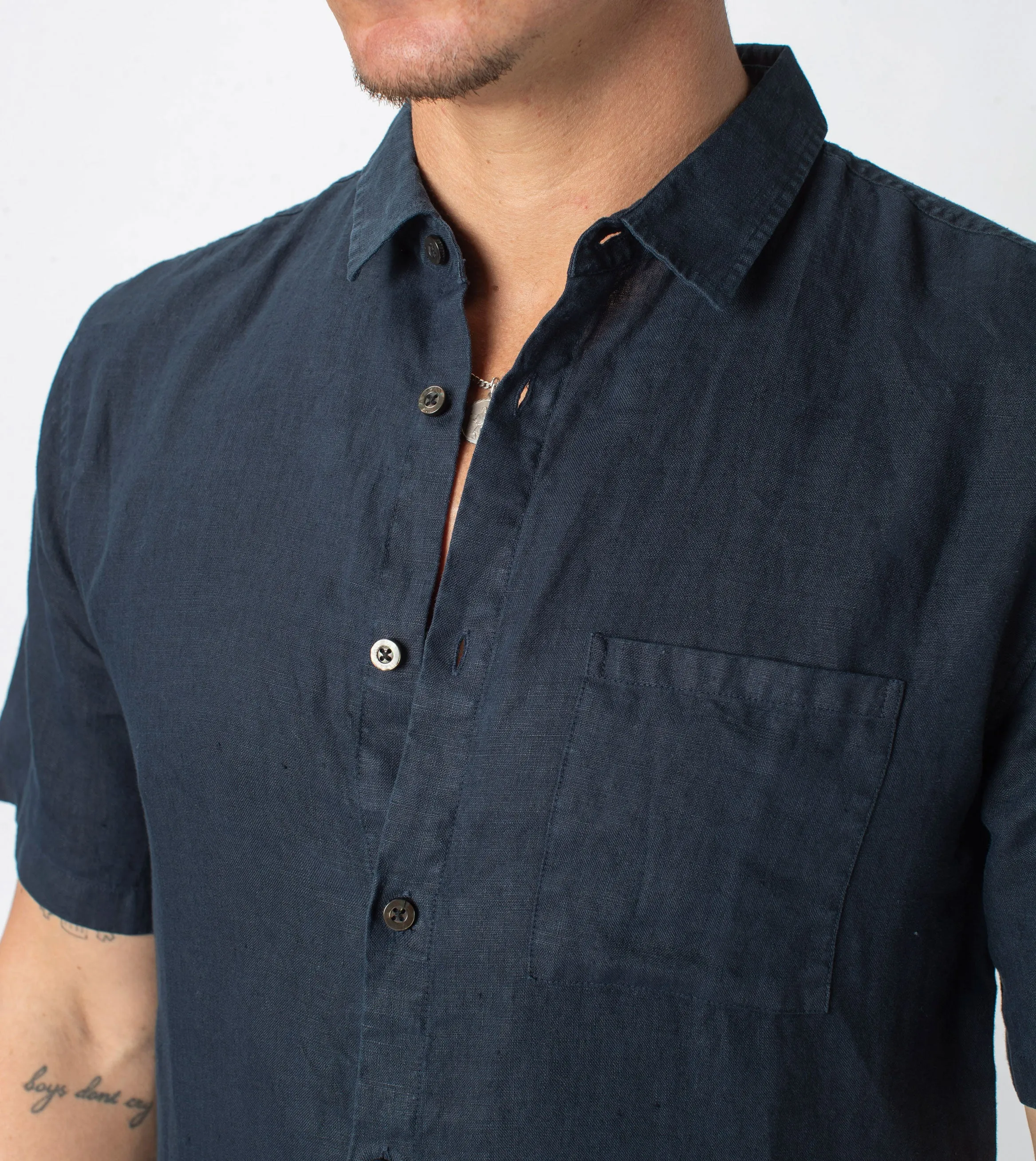 Linen SS Shirt Navy