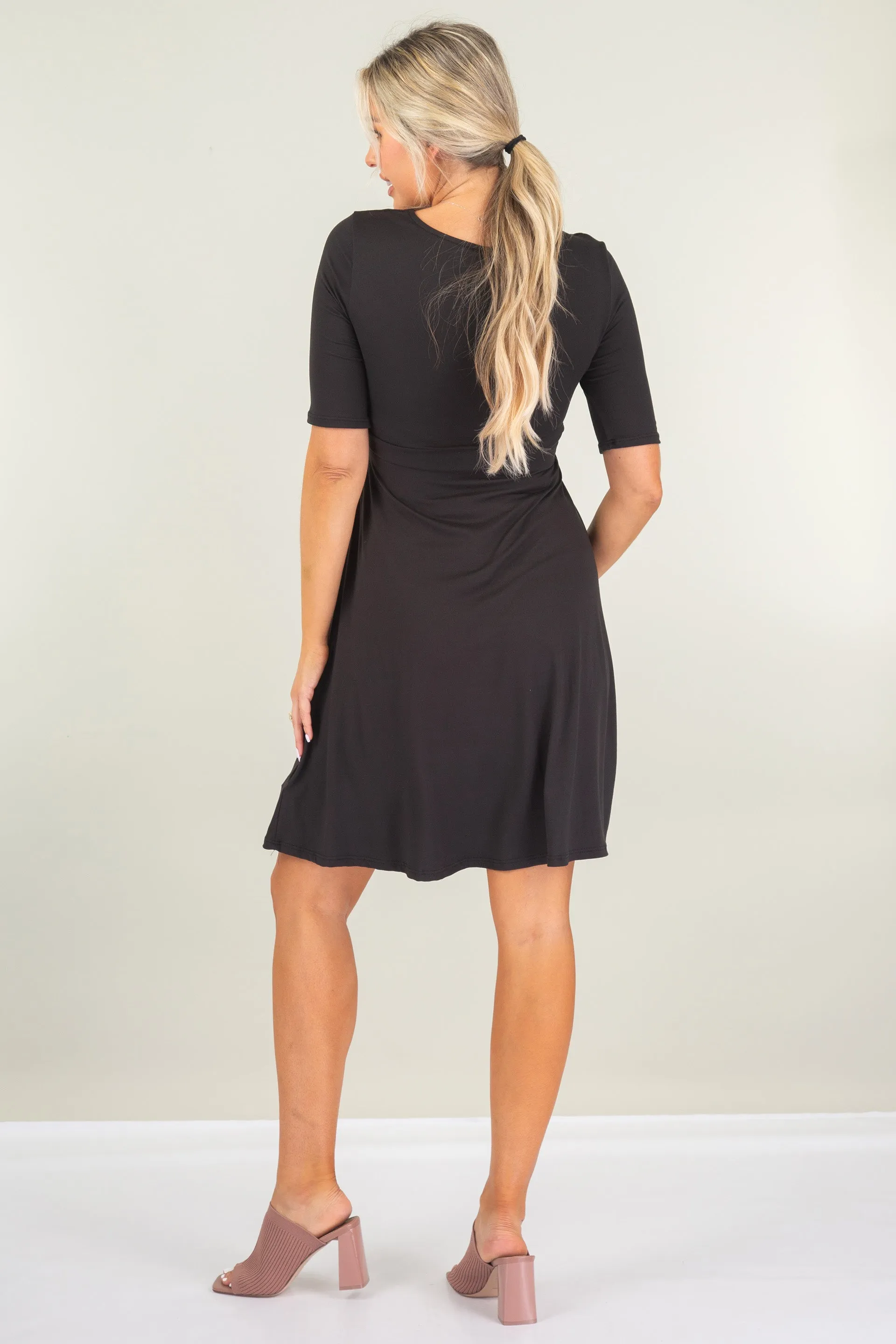 Maternity and Nursing Knee Length Dress with Tie Belt