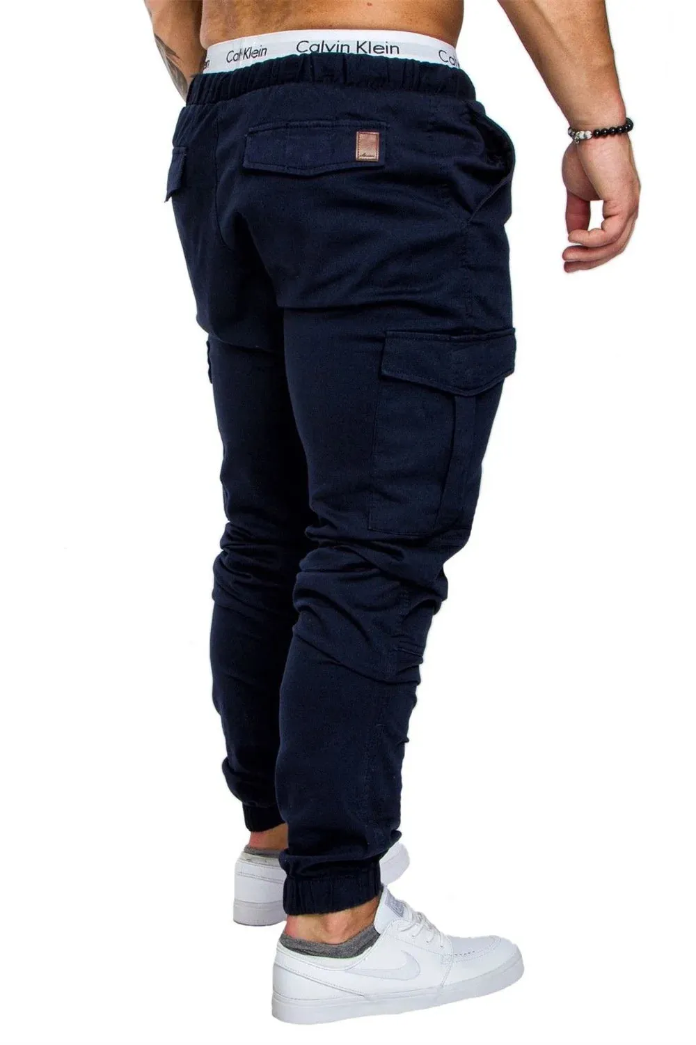 Multi Pocket Trousers Men's Cargo Pants Woven Fabric Casual Safari Style Joggers Men