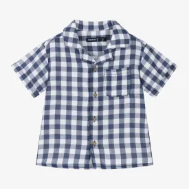 Navy Gingham Shirt Sleeve Buttondown