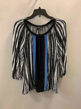 NEW DIRECTIONS PLUS SIZES Size 1X BLK/WHT/PERI Stripe 3/4 LENGTH TOP