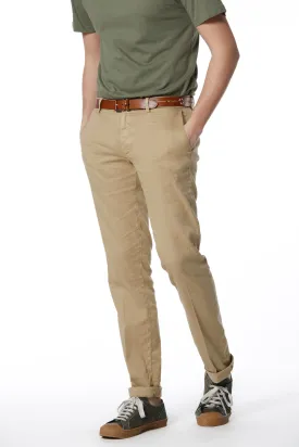 New York pantalone chino da uomo in lino e twill di cotone regular fit