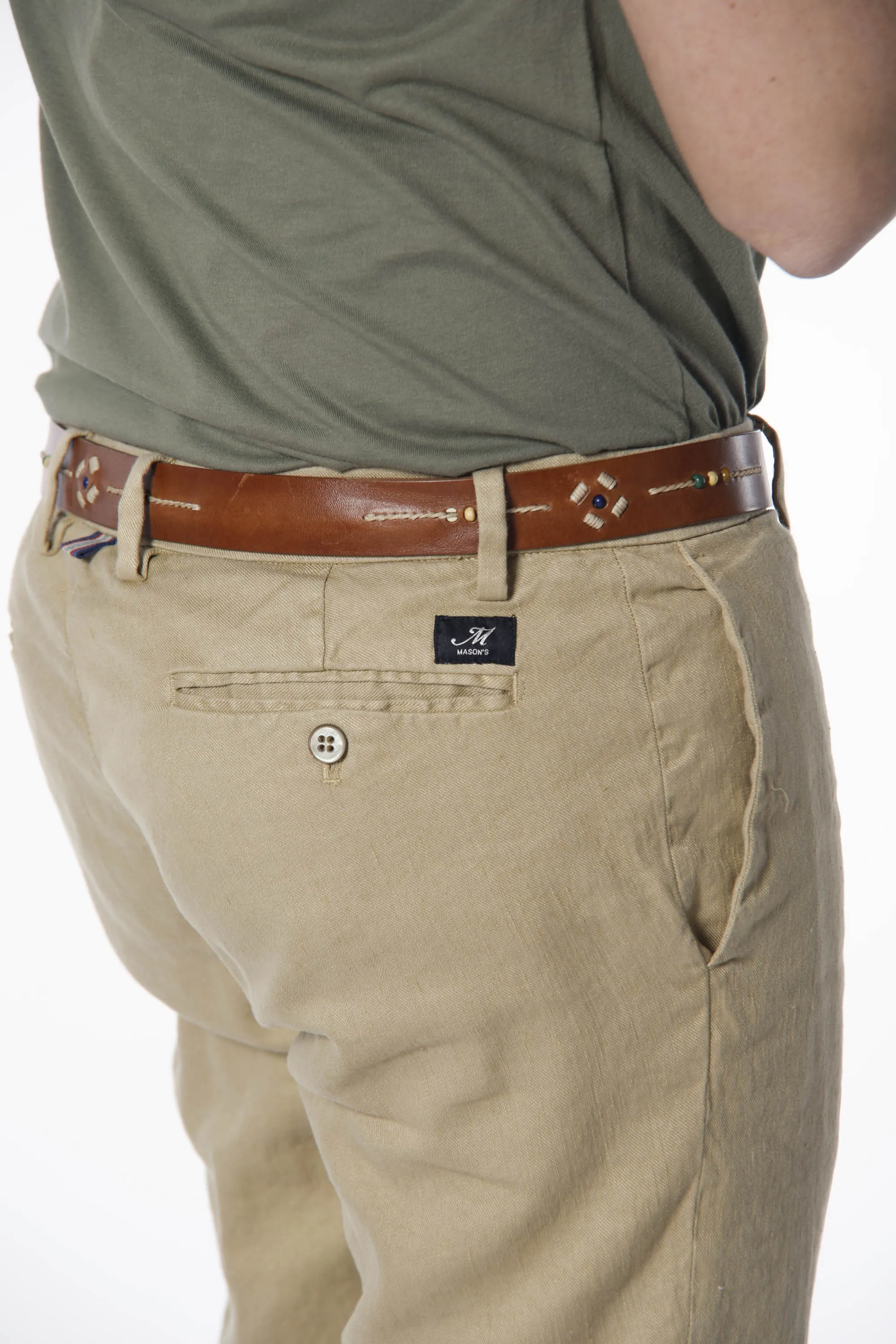 New York pantalone chino da uomo in lino e twill di cotone regular fit