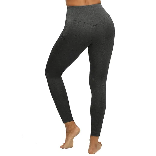 NORMOV Women Leggings Plus Size Solid Color