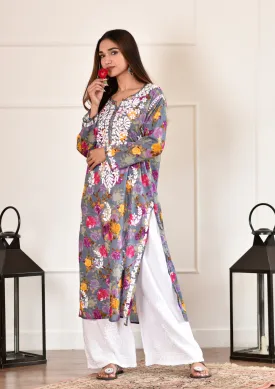 Nuha Chikankari Mulmul Straight Kurta
