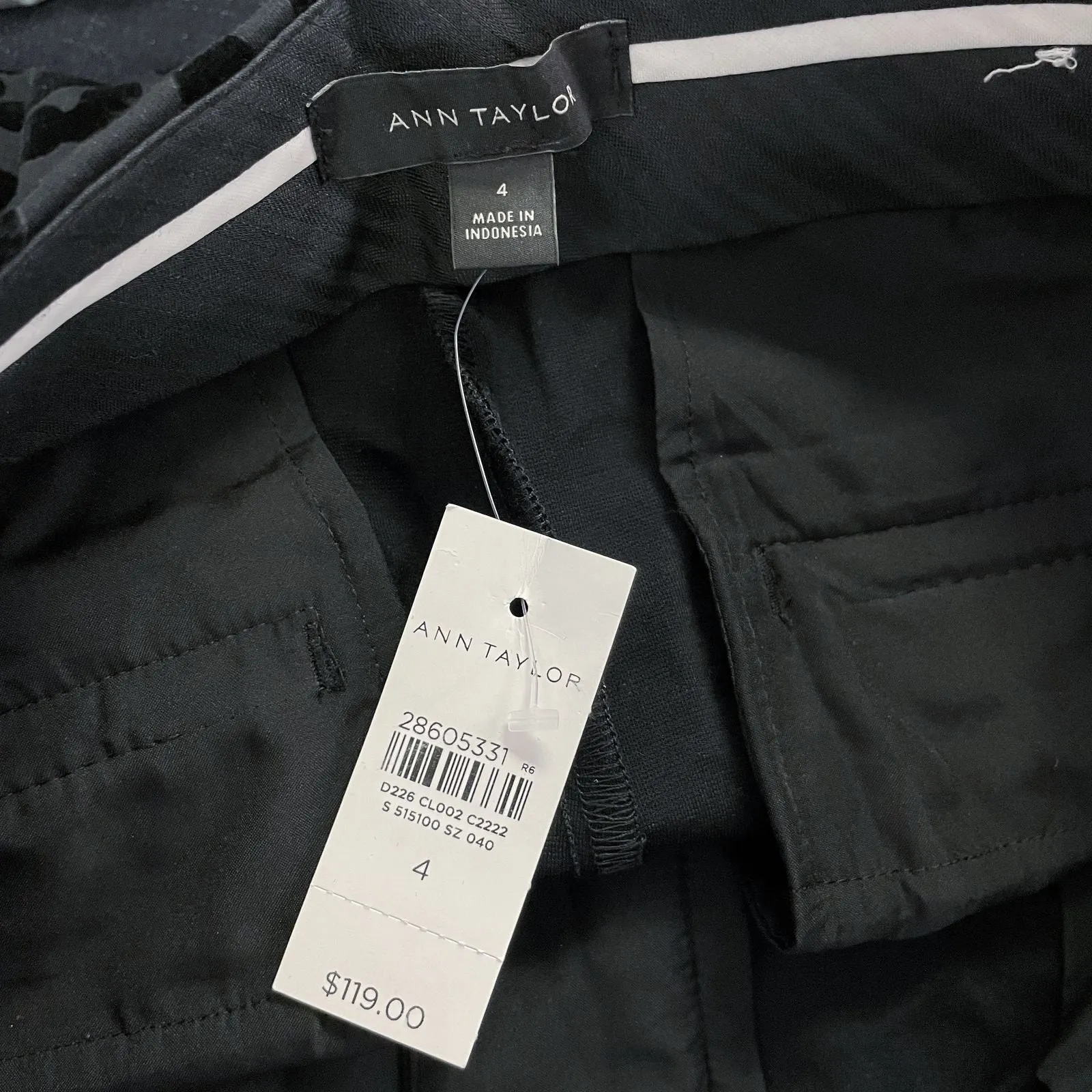 NWT Wmns Ann Taylor Black Burnout Velvet Leopard Print Dress Pants Sz 4 MSRP$119