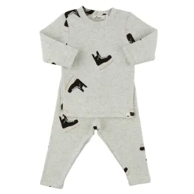 Oh Baby Hockey Terry Applique in Heather Gray