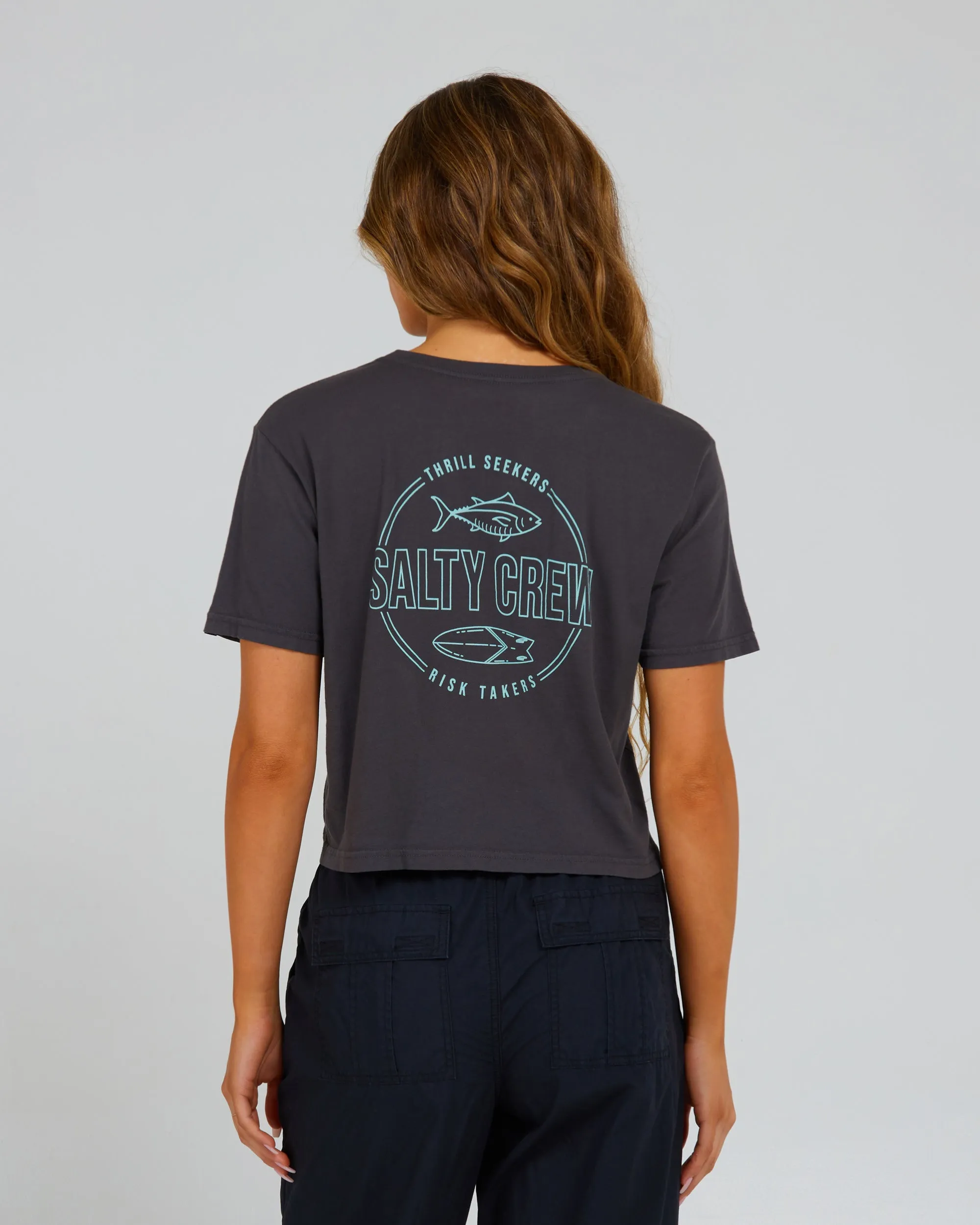 Outlined Charcoal Crop Tee