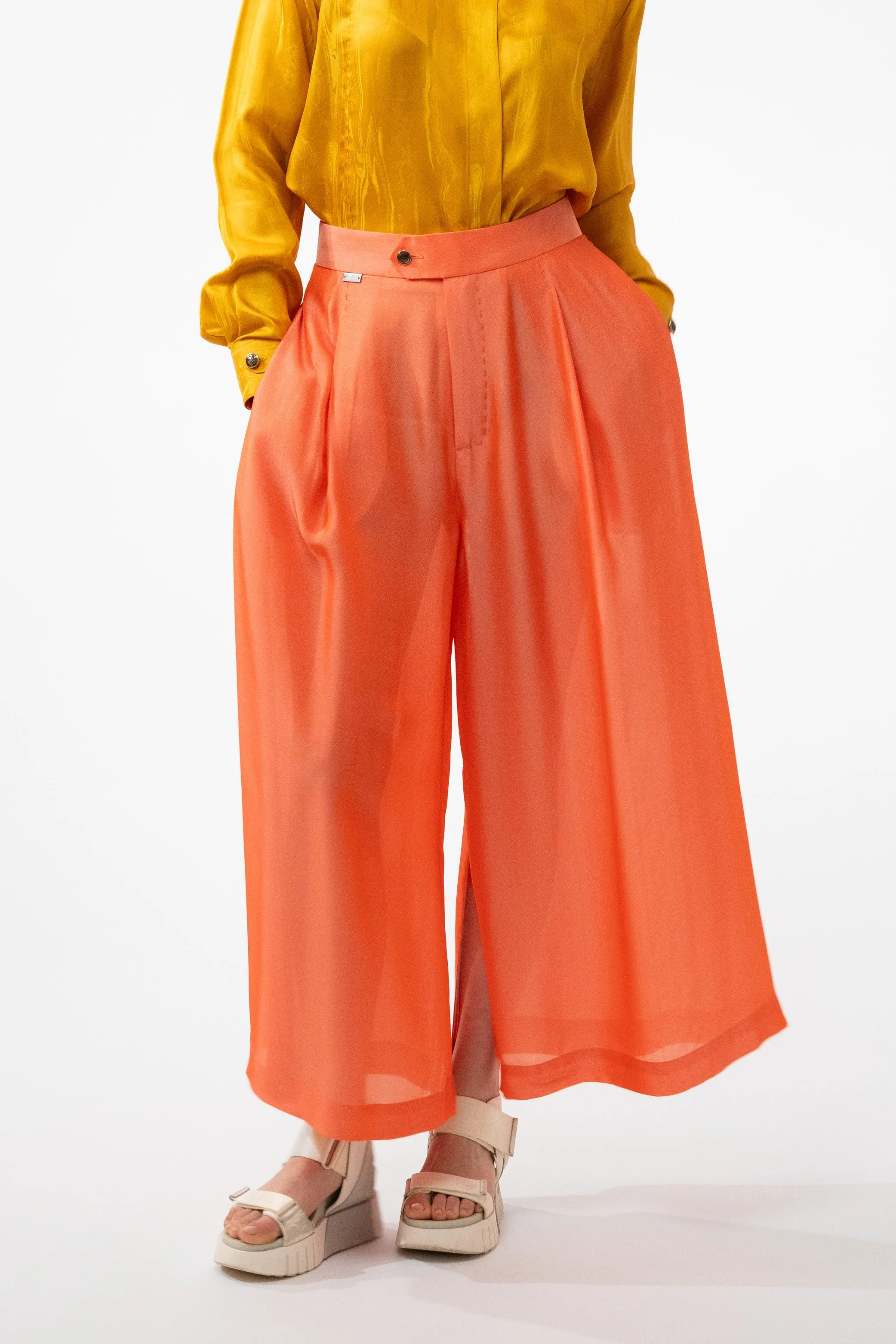 PABLO fluo salmon - silk fluid pant