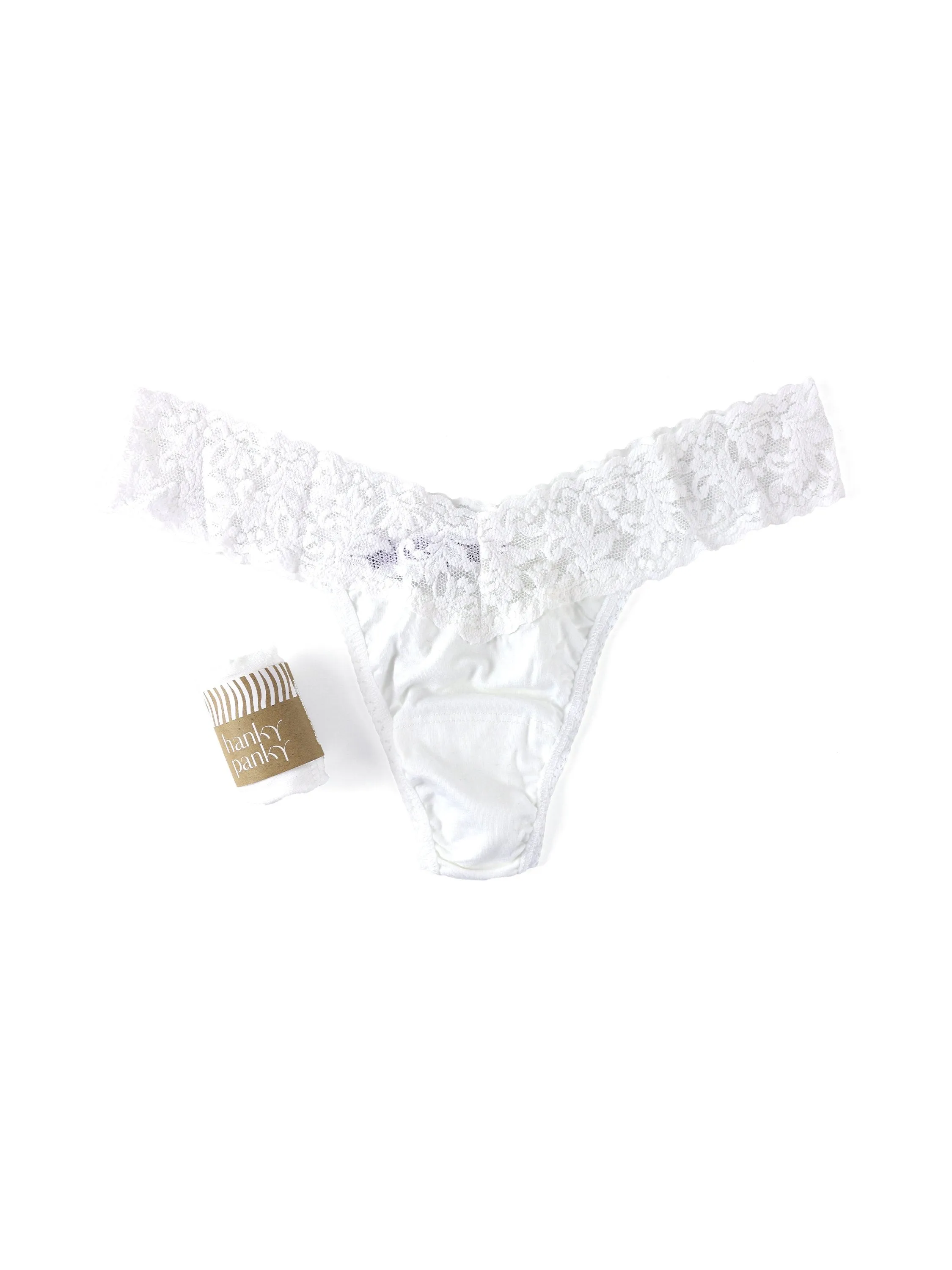 Petite Size Supima® Cotton Low Rise Thong White