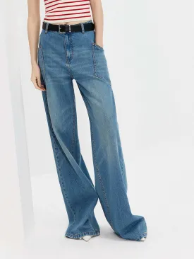 Pocket Detail Wide Leg Jeans