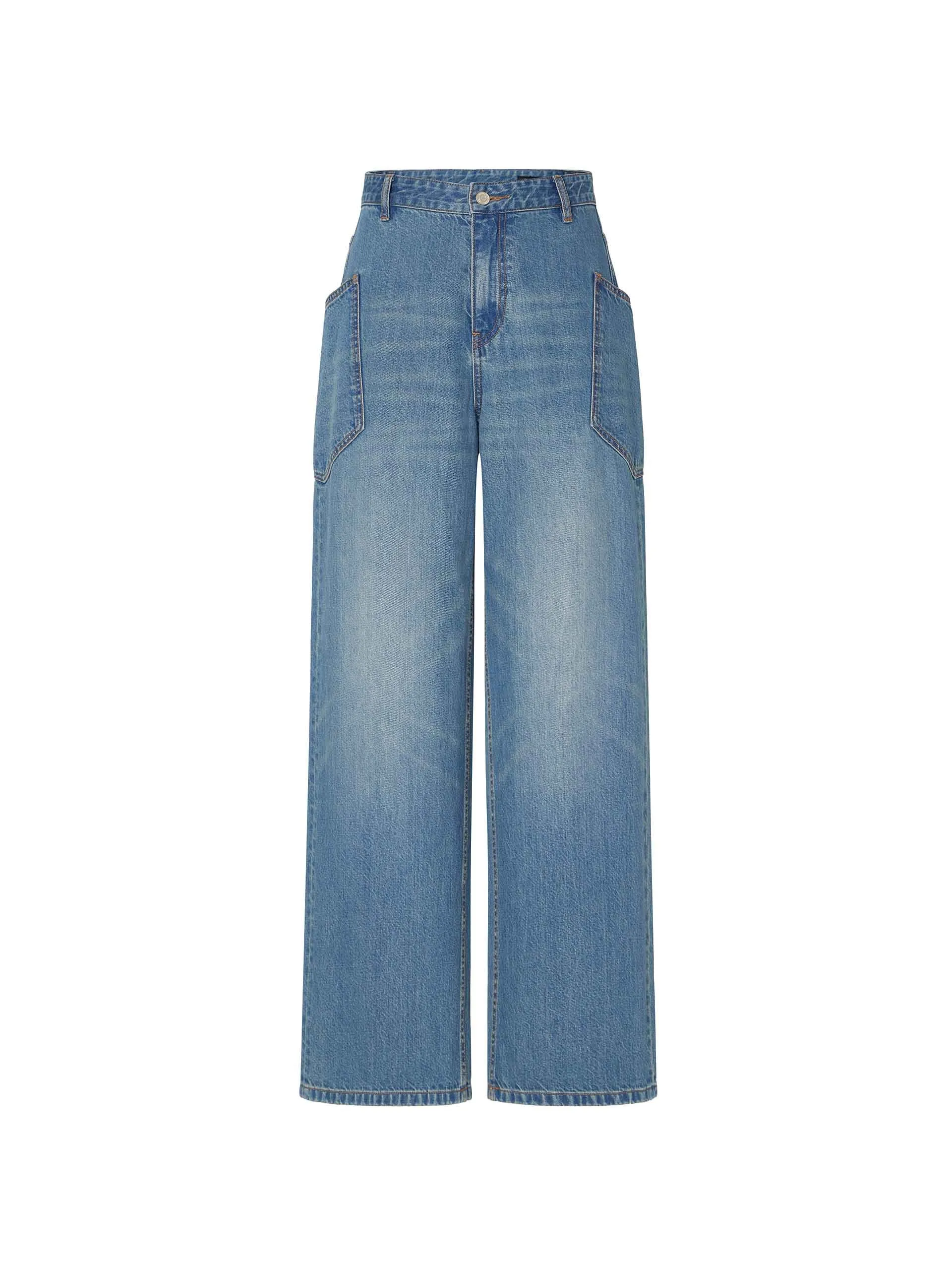 Pocket Detail Wide Leg Jeans